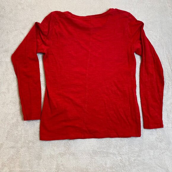 Banana Republic Womans Crewneck Top Size Small Red Long Sleeve Cotton Blend - Picture 7 of 7